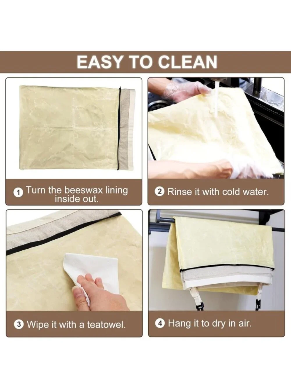 Reusable Beeswax Bread Bags for Sourdough - Large, Washable Storage (2 Pack)
